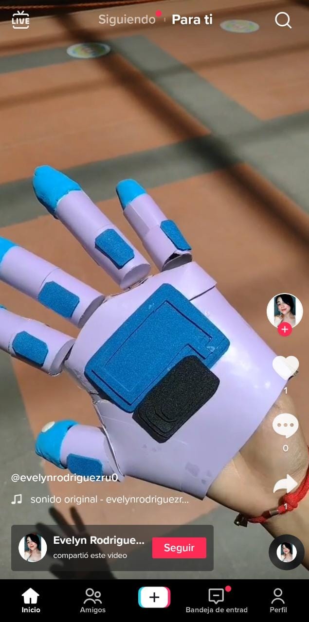 Se muestra la ventan de tiktok donde se muesta el prototipo, el video mostrará como funciona el cambio de color del material